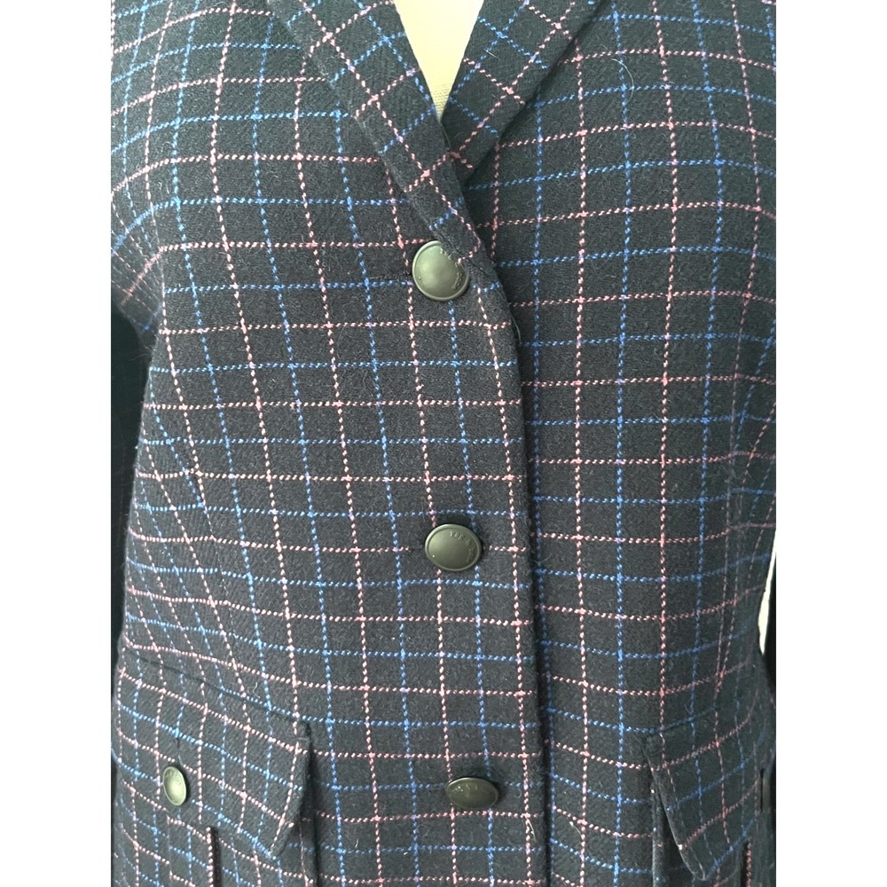 Rag & Bone Navy Pink Windowpane Plaid Wool Blend Blazer Jacket Size 4 New York - Picture 5 of 7